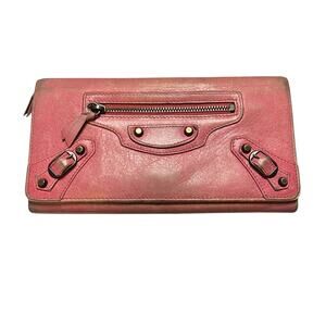 Balenciaga  Agneau Classic Hardware Money Wallet Rose Bruyere